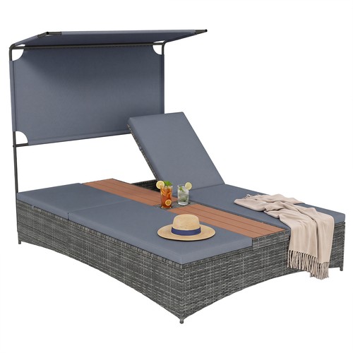 Person rattan sun lounger - sun,