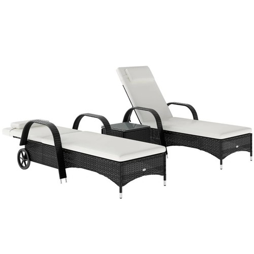 3pc rattan sun lounger - rattan,