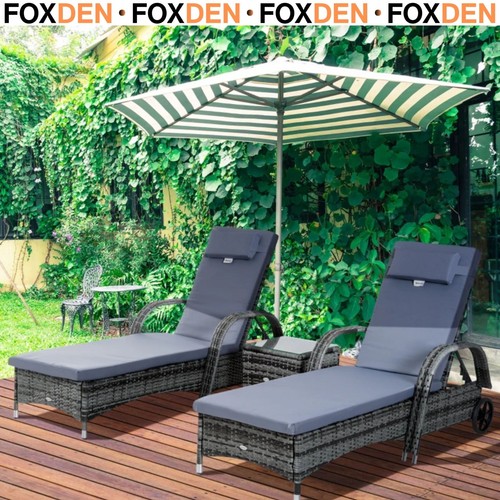 Pieces rattan sun loungers - 3,