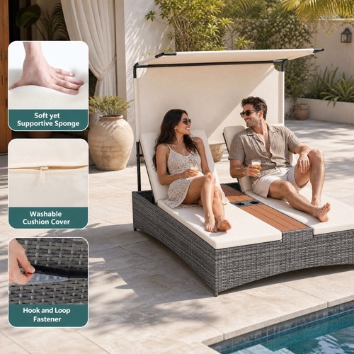 Person rattan sun lounger - rattan,
