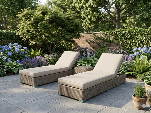 Sun lounger bed - lounger, rattan