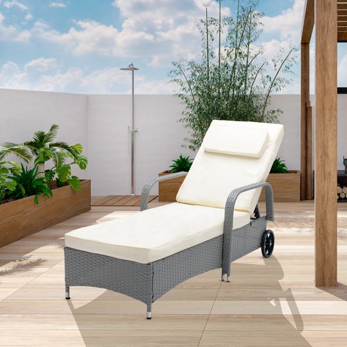 Rattan sun lounger - rattan,