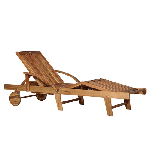 Outsunny wood sun lounger - outsunny,