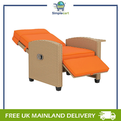 Rattan garden recliner - rattan,