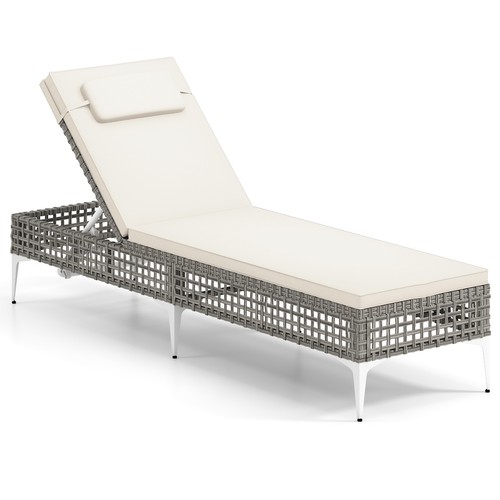Rattan white sun lounger - sun,