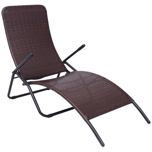Sun lounger brown - pe, rattan