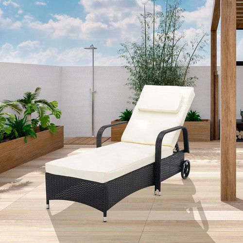 Rattan sun lounger bed - sun,