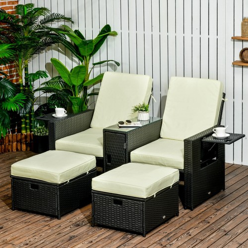 5pc rattan sun lounger - 5pc, pe