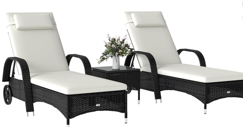 Rattan sun lounger side table - sun,
